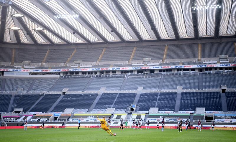File photo dated 24-06-2020 of Aston Villa goalkeeper Orjan Nyland takes a goal kick during the Premier League match at St James' Park, Newcastle. PA Photo. Issue date: Thursday August 27, 2020. The coronavirus pandemic ravaged the 2019-20 season, forcing a three-month break in the spring. See PA story SOCCER Premier League Overview. Photo credit should read Laurence Griffiths/NMC Pool W/PA Wire.