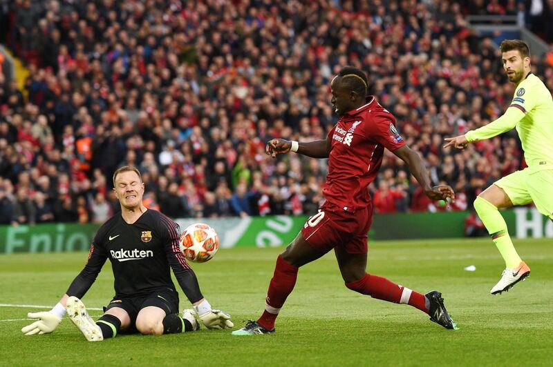 Sadio Mane: 7/10. The Senegal terrifies opposition defences with his electrifying pace and outside to in runs. Barca couldn't handle him. AFP