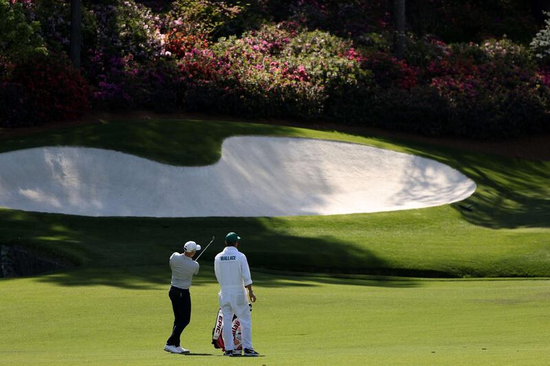 Matt Wallace plays a shot on the 13th hole during a practice round prior to the Masters. AFP