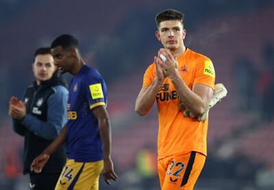 Nick Pope kept his 10th successive clean sheet to help Newcastle beat Southampton in the League Cup semi-final first leg. Reuters