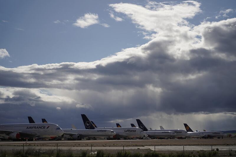 Planes stand at Teruel airport during the coronavirus outbreak in Teruel, Spain. Reuters