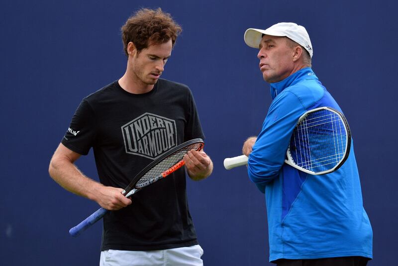 (FILES) This file photo taken on June 14, 2016 shows Britain's Andy Murray (L) speaking to then new Czech-US coach Ivan Lendl (R) during practice at the ATP Aegon Championships tennis tournament at the Queen's Club in west London. 
Former world number one Andy Murray announced on November 17, 2017 that he has split with coach Ivan Lendl. / AFP PHOTO / GLYN KIRK