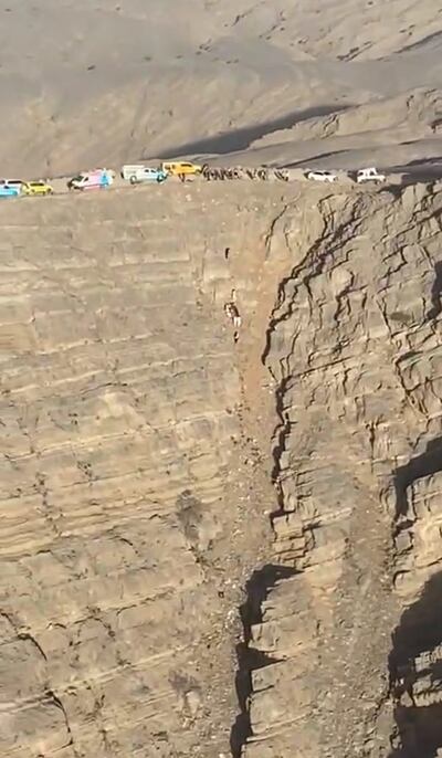 Ras Al Khaimah Police said the car crashed before falling into a steep valley in the mountain range. Image: Wam