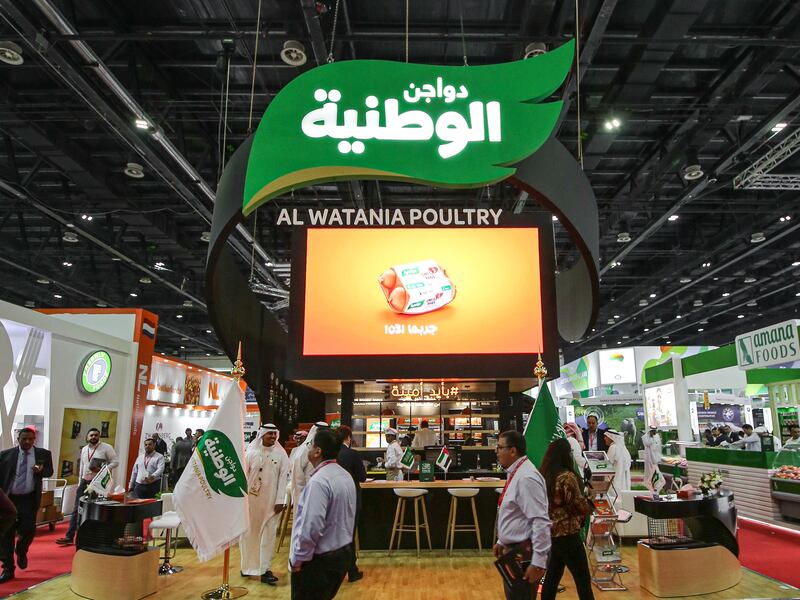 Al Watania food company stand at Gulfood.