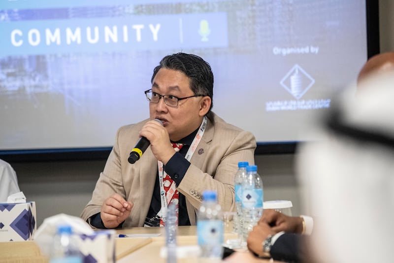 Aloysius Cheang, chief security officer for the UAE at Huawei Technologies, speaks at Gisec Global 2022. Antonie Robertson / The National