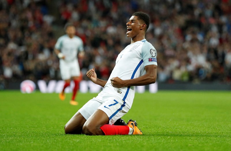 Soccer Football - 2018 World Cup Qualifications - Europe - England vs Slovakia - London, Britain - September 4, 2017   England���s Marcus Rashford celebrates scoring their second goal    Action Images via Reuters/John Sibley     TPX IMAGES OF THE DAY