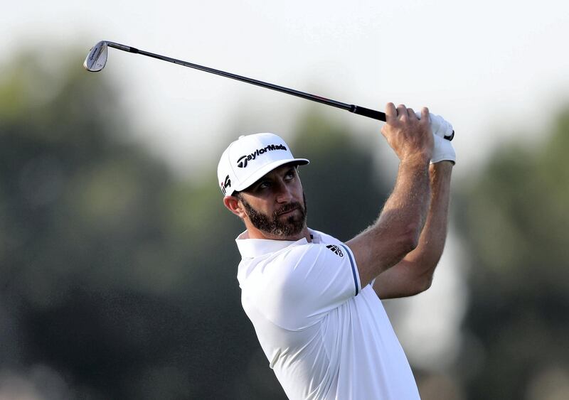 Abu Dhabi, United Arab Emirates - January 18th, 2018: Golfer Dustin Johnson in action at the Abu Dhabi HSBC Championship. Thursday, January 18th, 2018 at Abu Dhabi Golf Club, Abu Dhabi. Chris Whiteoak / The National