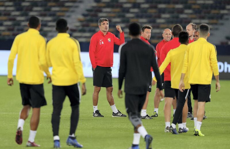 Abu Dhabi, United Arab Emirates - December 21, 2018: Al Ain manager Zoran Mami�� during training ahead of the Fifa Club World Cup final. Friday the 21st of December 2018 at the Zayed Sports City Stadium, Abu Dhabi. Chris Whiteoak / The National