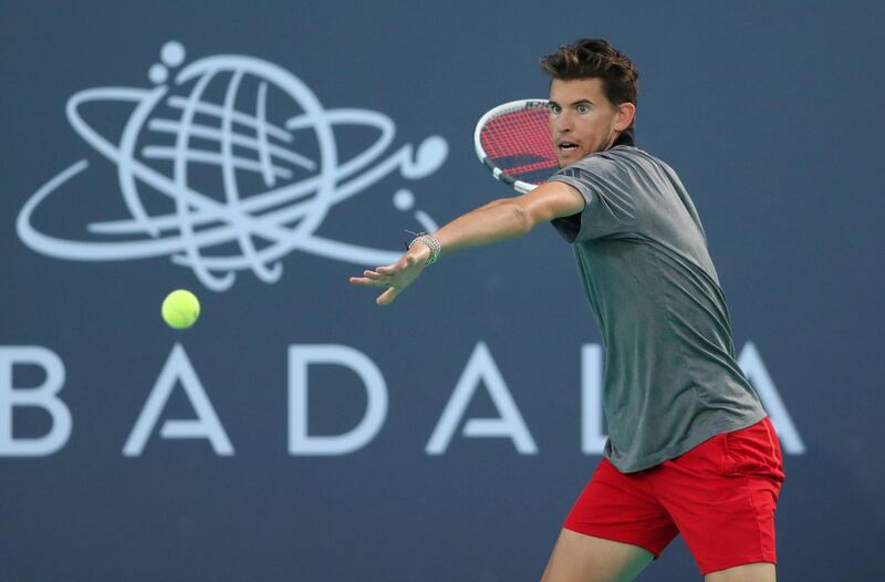 Dominic Thiem during the third place match against Karen Khachanov at the 2018 Mubadala World Tennis Championship in Abu Dhabi. Reuters