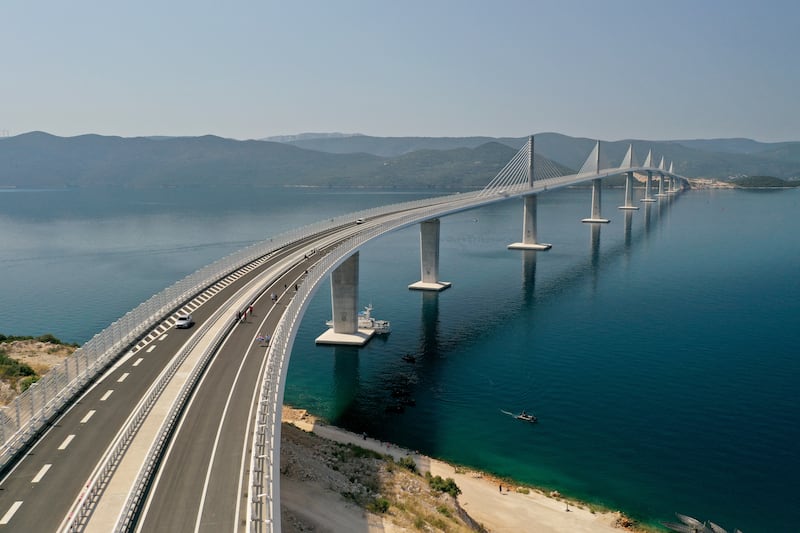 The recently opened Peljesac Bridge in Komarna, southern Croatia. AP