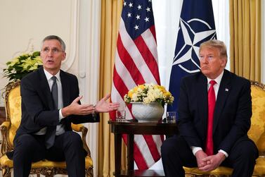 U.S. President Donald Trump meets with NATO Secretary General Jens Stoltenberg, ahead of the NATO summit in Watford, in London, Britain, Reuters