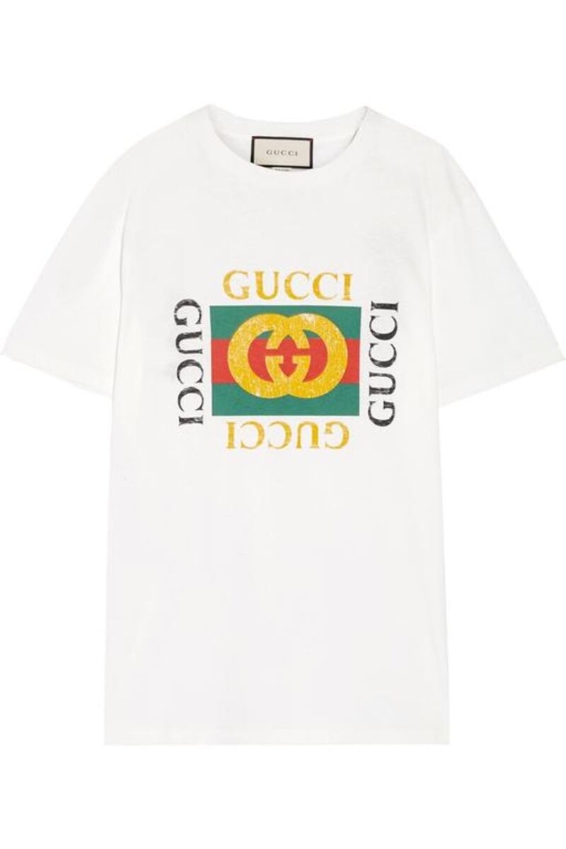 An alternative Gucci logo T-shirt design available online at Netaporter.com. Courtesy of Net-a-Porter
