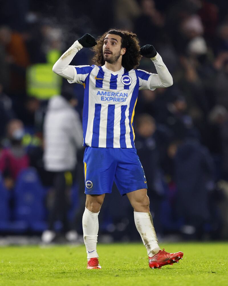 Brighton's Marc Cucurella reacts at the end of the Premier League match at the AMEX Stadium. PA