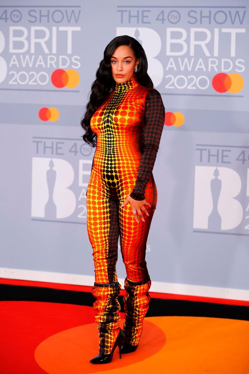 Jorja Smith arrives at the Brit Awards 2020 at The O2 Arena on Tuesday, February 18, 2020 in London, England. AFP