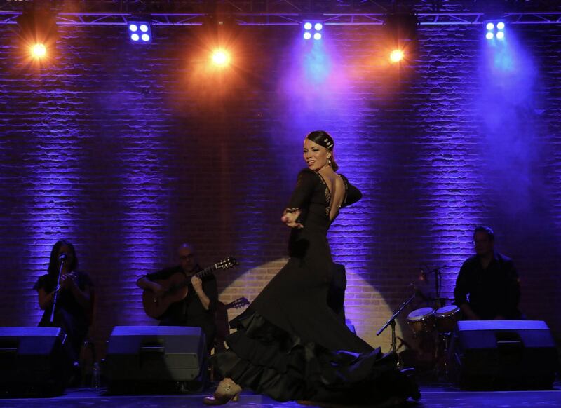 Spanish flamenco dancer Carolina Morgado performs on stage in Erbil. AFP