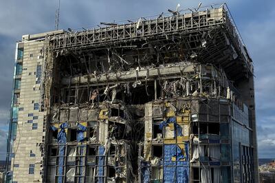 Kharkiv Palace Hotel in Ukraine was heavily damaged by a Russian missile strike. Reuters