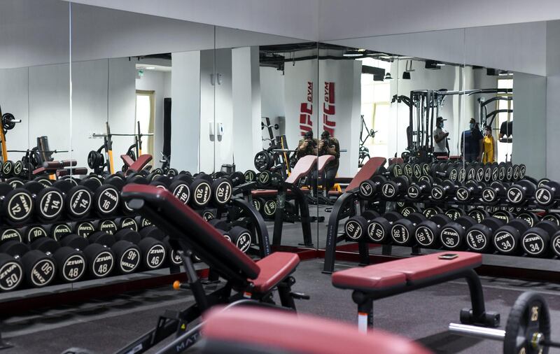 Abu Dhabi, United Arab Emirates - The cardio and strength training room on the second level, at the newly opened UFC Gym in Mohammed Bin Zayed City. Khushnum Bhandari for The National