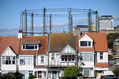 The disused framework of the storage tank at a former gasworks in Brighton, UK. Rising prices of natural gas in the UK have pushed several energy suppliers out of business this year. Getty Images