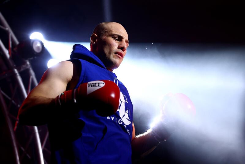 Eshan Rouzbahani of Iran walks to the ring on day one of the Asian Boxing Championships. Iran recorded four wins at the Grand Ballroom at Dubai's Le Meridien Hotel. Getty Images