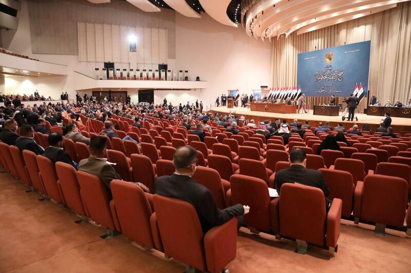 Members of the Iraqi parliament gather before the vote. Reuters