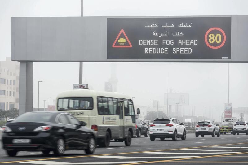 DUBAI, UNITED ARAB EMIRATES. 19 JANUARY 2021. Dense fog greeted morning commuters and residents of Dubai as they head out to start the day. (Photo: Antonie Robertson/The National) Journalist: STANDALONE. Section: National.