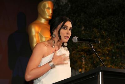 Nadine Labaki speaks at the 91st Academy Awards Foreign Language Nominees Reception at the Los Angeles Museum of Art on Friday, Feb. 22, 2019, in Los Angeles. (Photo by Willy Sanjuan/Invision/AP)