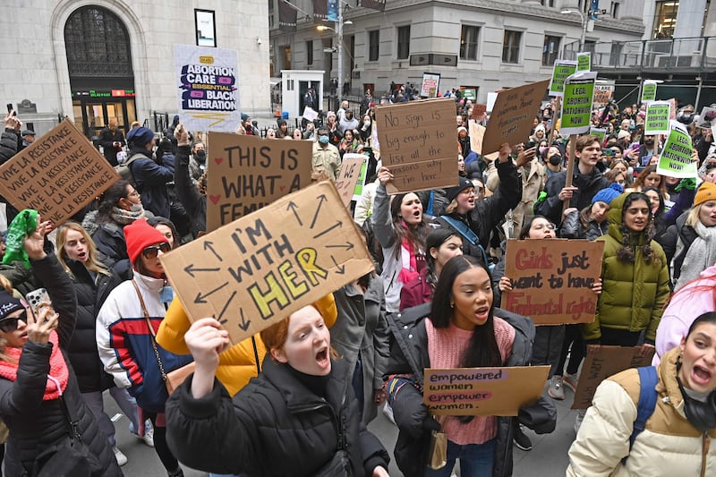 Women also took to the streets in large numbers in New York on Sunday. AFP