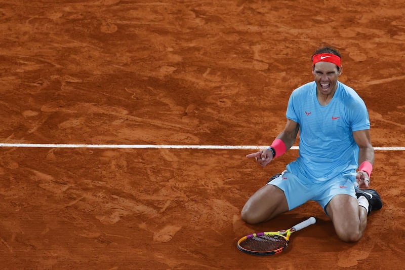Spain's Rafael Nadal celebrates after winning the French Open final against against Serbia's Novak Djokovic. AFP