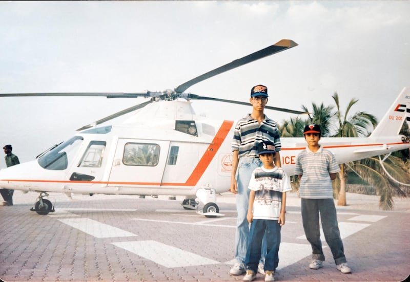Dubai, United Arab Emirates - May 20, 2019: Copy picture. Brothers Ismail Noor, 14 (R), Ayaz Noor, 10 (M) and Imtiaz Noor 19 in Jumeirah. An Instagram account tells the stories and photos of South Asians in Gulf, and Khaleejis in South Asia. Monday the 20th of May 2019. Dubai. Chris Whiteoak / The National