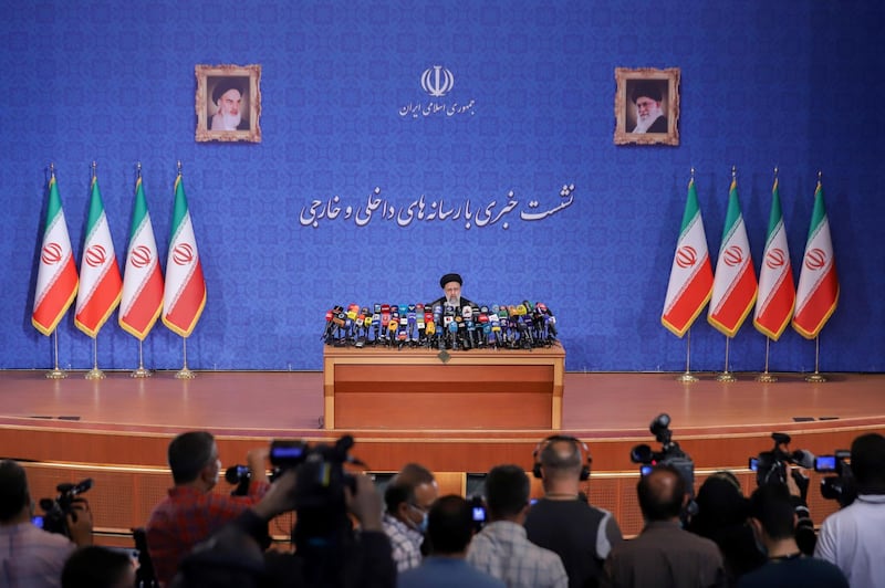 President-elect Ebrahim Raisi attends a news conference in Tehran. Reuters