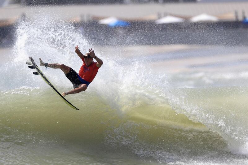 Patrick Gudauskas competes in World Surf League Surf Ranch Pro in Lemoore, California.  AFP