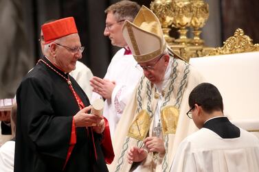 VATICAN CITY, VATICAN - JUNE 28: Newly appointed Cardinal, His Beatitude Louis Raphael I Sako, Chaldean Catholic Patriarch of Babylon, attends the Consistory for the creation of new Cardinals at the St. Peter's Basilica on June 28, 2018 in Vatican City, Vatican. Pope Francis named fourteen new cardinal from 11 countries during the Ordinary Public Consistory in RomeÕs St. PeterÕs Basilica Thursday evening. (Photo by Franco Origlia/Getty Images)