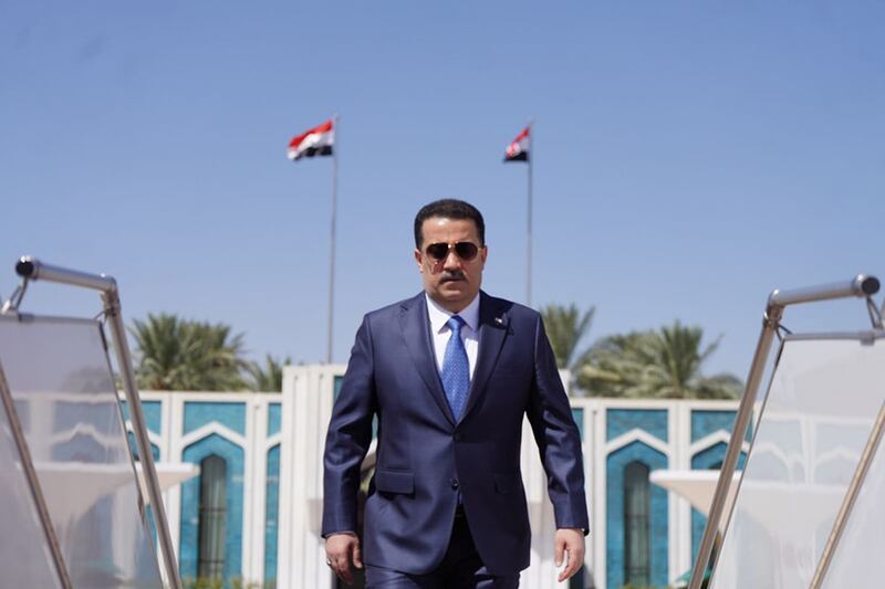 Iraqi Prime Minister Mohammed Shia Al Sudani is to discuss the fight against drugs trafficking from Syria. Photo: Iraqi Prime Minister Media Office