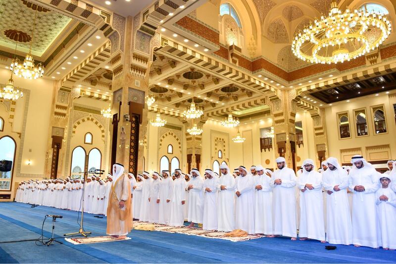 Sheikh Mohammed bin Rashid performs Eid Al Adha prayers at Zabeel Mosque. Wam