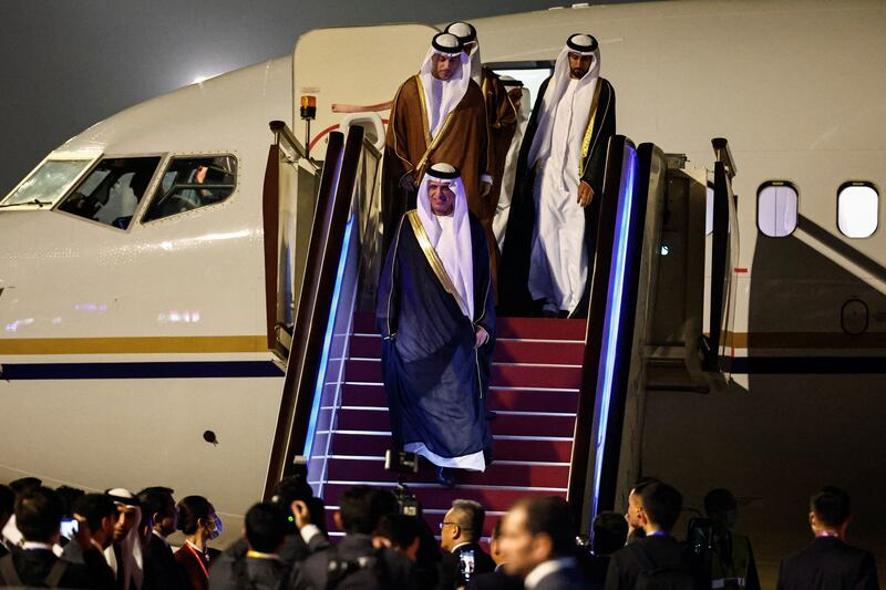 Sheikh Saud bin Saqr Al Qasimi, Ruler of Ras Al Khaimah, arrives in Beijing to attend the Belt and Road Forum. Reuters