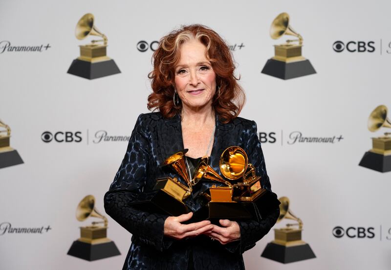 Bonnie Raitt, winner of the awards for Song of the Year for Just Like That, Best American Roots Song for Just Like That, and Best Americana Performance for Made Up My Mind. AP 