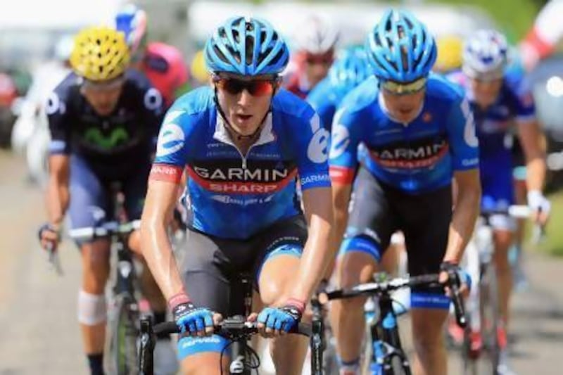 Dan Martin of Ireland leads the way for his Garmin-Sharp team during Stage 9. Doug Pensinger / Getty Images