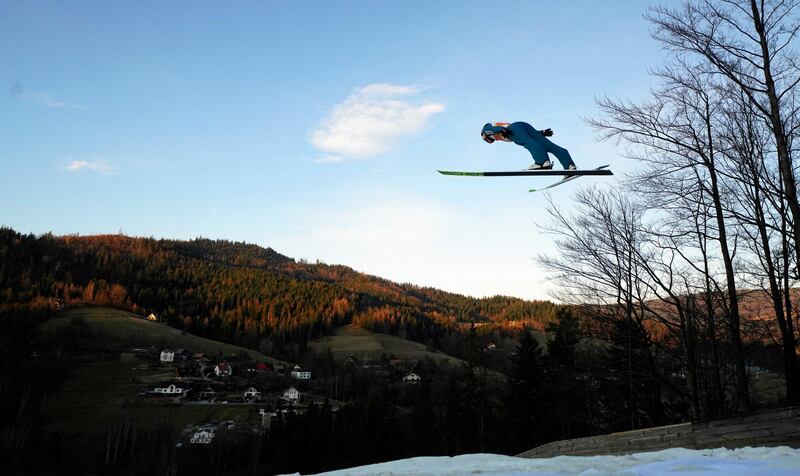 Dawid Kubacki competing at the Ski Jumping World Cup in Wisla, Poland on Saturday,November 23. Reuters