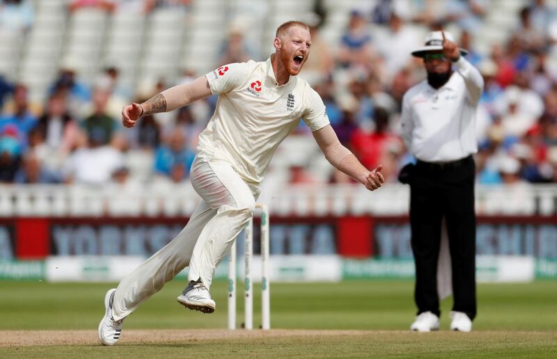 England all-rounder Ben Stokes celebrates the wicket of India's Mohammed Shami. Reuters