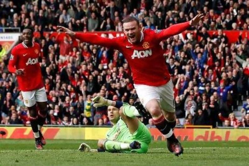 Manchester United's Wayne Rooney, right, scored twice at Old Trafford against West Bromwich Albion.