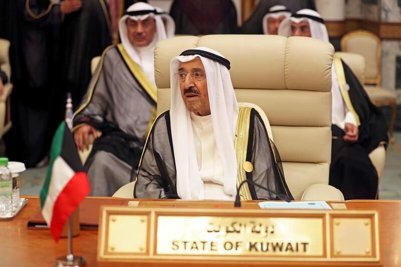 FILE PHOTO: Kuwaiti Emir Sheikh Sabah al-Ahmad al-Jaber al-Sabah is seen during the Arab summit in Mecca, Saudi Arabia May 31, 2019. REUTERS/Hamad l Mohammed/File Photo