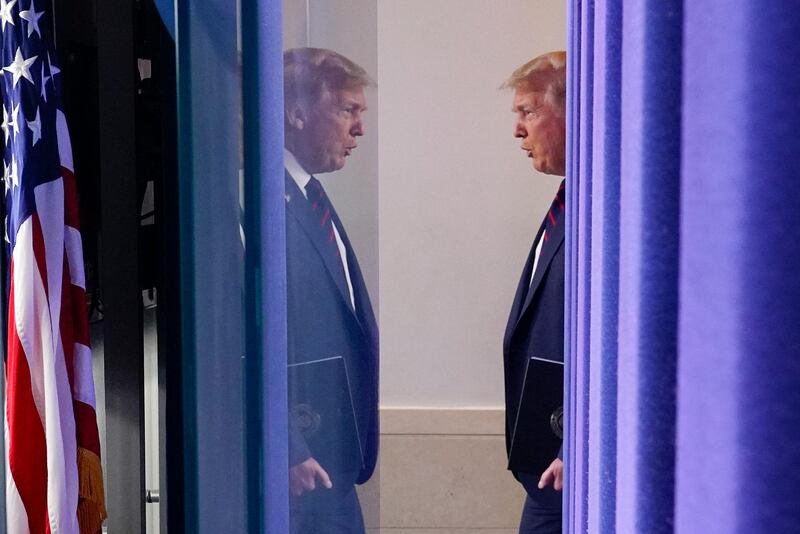 US President Donald Trump arrives for a news conference at the White House in Washington, DC, US. AP Photo