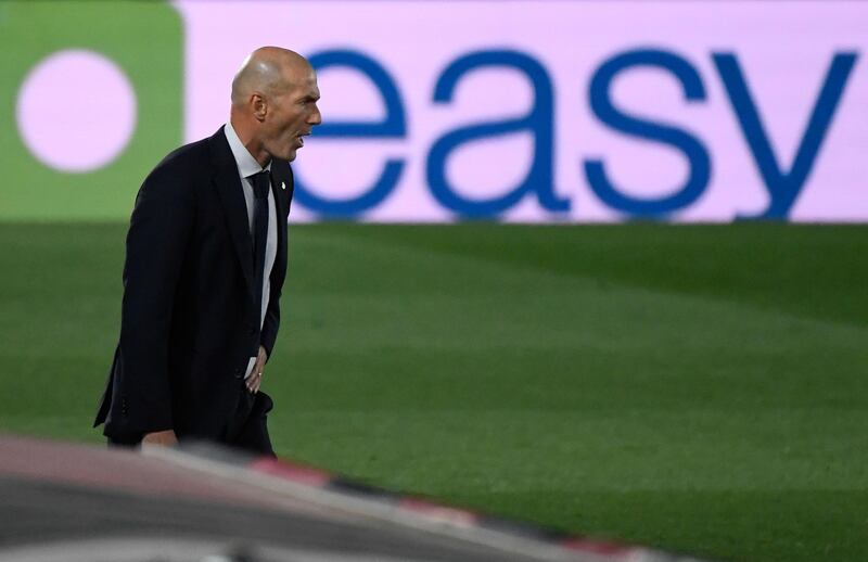 Real Madrid coach Zinedine Zidane during the match. AFP