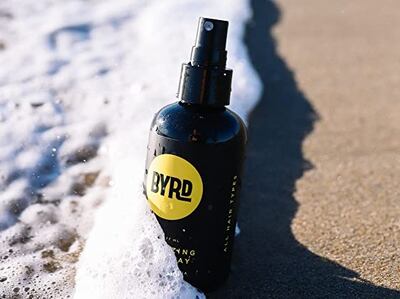 American brand Byrd's sea salt spray is recommended by Akin's Haririh; Dh165. Photo: Byrd