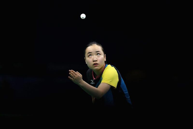 Mima Ito of Japan in action during the women’s team semi-final against Petrissa Solja of Germany on Day 9 of the Rio 2016 Olympic Games at Riocentro on August 14, 2016 in Rio de Janeiro, Brazil. Lars Baron / Getty Images