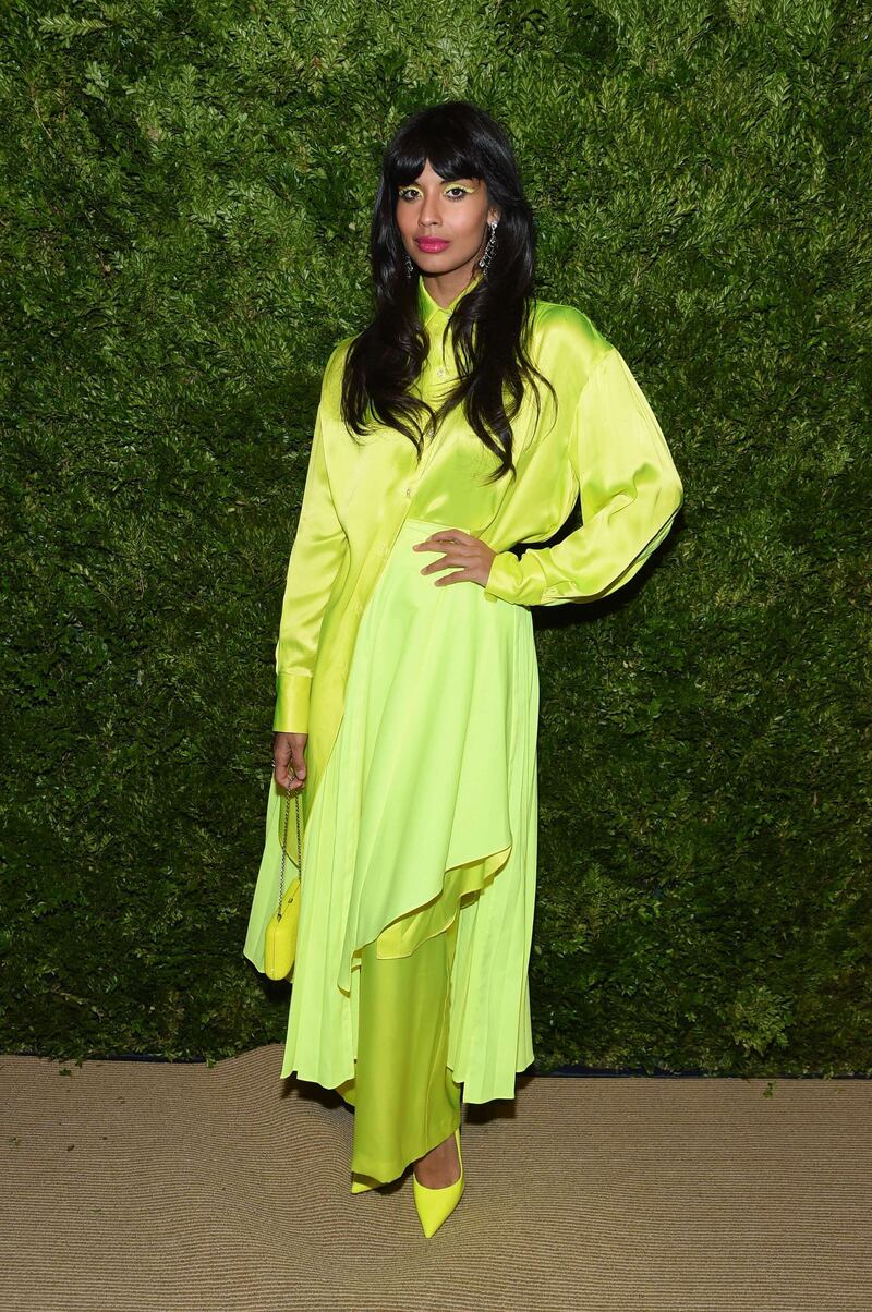 Jameela Jamil in Christopher John Rogers at the CFDA / Vogue Fashion Fund 2019 Awards. AFP