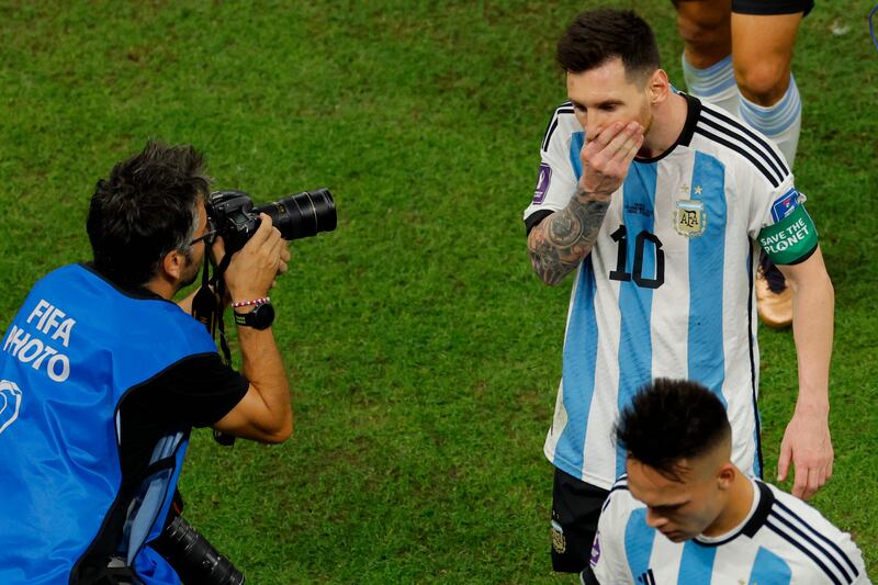Argentina forward Lionel Messi trudges off at half-time. AFP