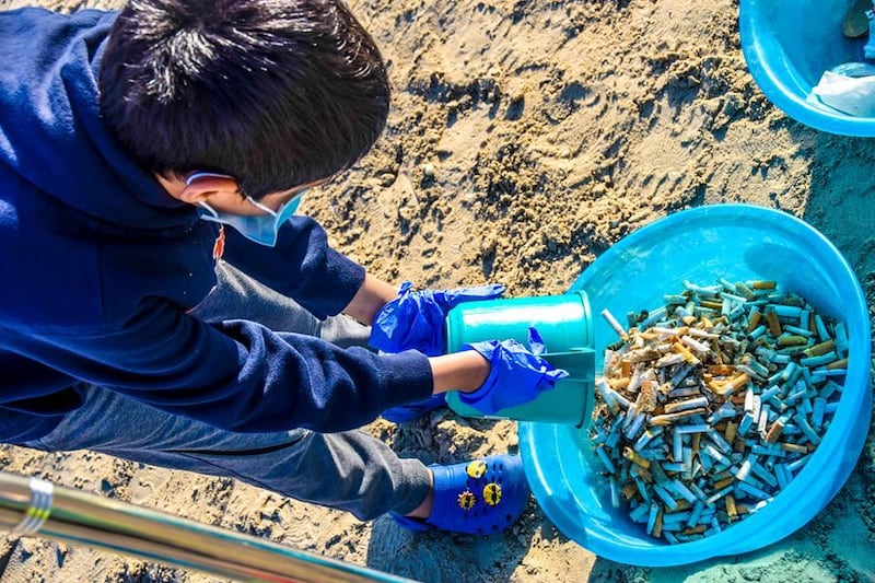 Some 400,000 cigarette butts were cleared over 1,100 hours from 17 different beaches in Dubai. Courtesy Dubai Municipality