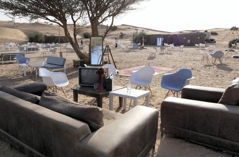 DUBAI, UNITED ARAB EMIRATES , March 1, 2021 – View of the sitting area at the One Degree Café in Margham area in Dubai. (Pawan Singh / The National) For Lifestyle/Instagram/Online. Story by Janice