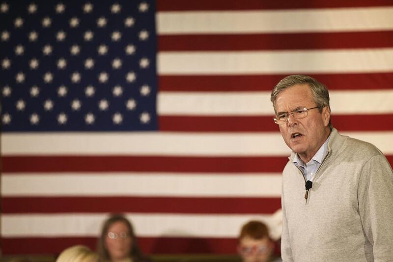 Jeb Bush, former governor of Florida and 2016 Republican presidential candidate, speaks during a campaign event in Iowa.  Patrick T. Fallon / Bloomberg News